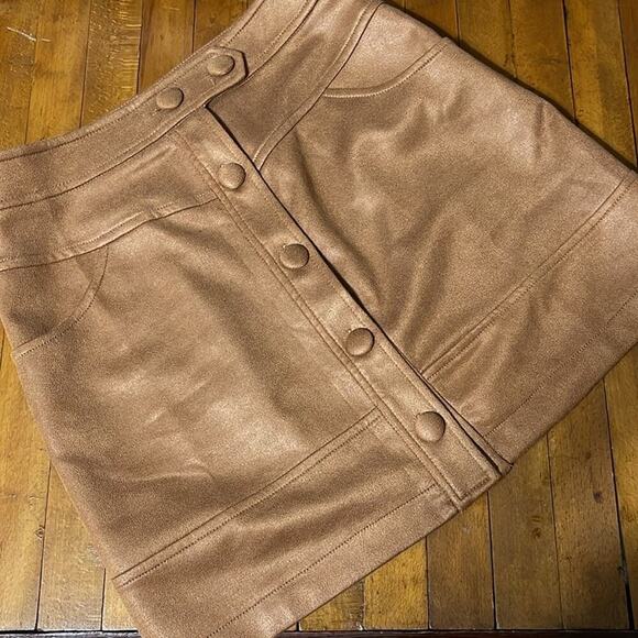 Voy Brown Button Front Mini Skirt Size S NWT - Picture 3 of 6